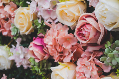 High angle view of rose bouquet