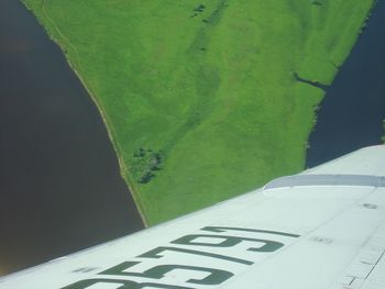 Close-up of airplane wing