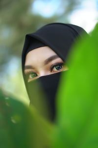 Close-up portrait of a young woman