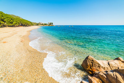 Scenic view of sea against clear sky