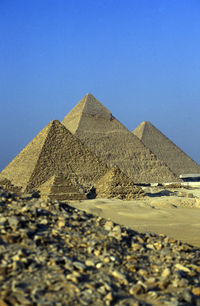 Pyramids against blue sky