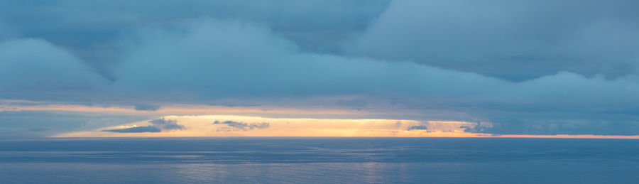 Scenic view of sea against dramatic sky