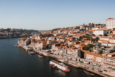 High angle view of buildings in city