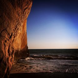 Scenic view of sea against clear sky