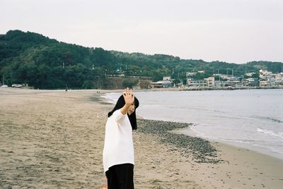 View of people on beach