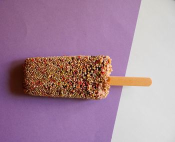 High angle view of ice cream on table