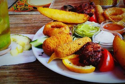 Close-up of meat on table