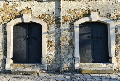 Closed door of old building