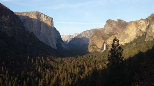 Panoramic view of landscape and mountains against sky