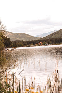 Scenic view of lake against sky