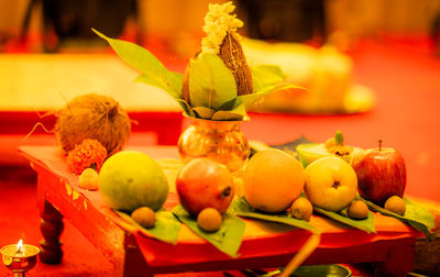 Close-up of fruits for sale at market stall