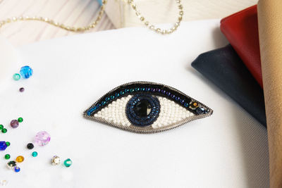 High angle view of multi colored pencils on table