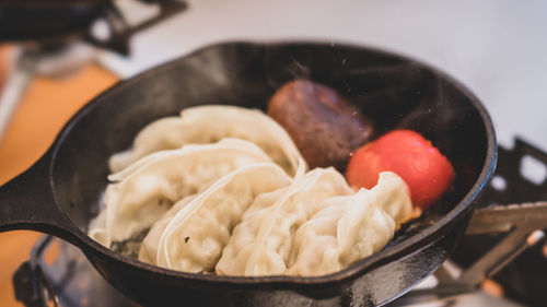 Close-up of breakfast on table