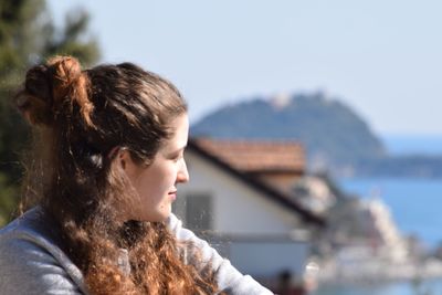 Close-up of woman looking away