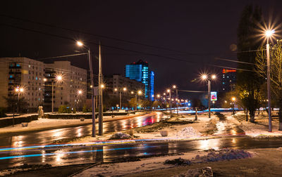 Illuminated city at night