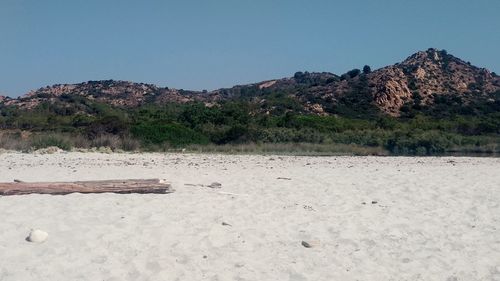 Scenic view of land against clear sky