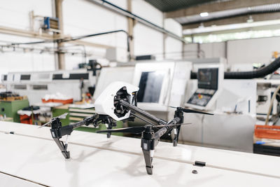 Drone in workshop of a hightech enterprise