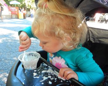 Boy holding ice cream