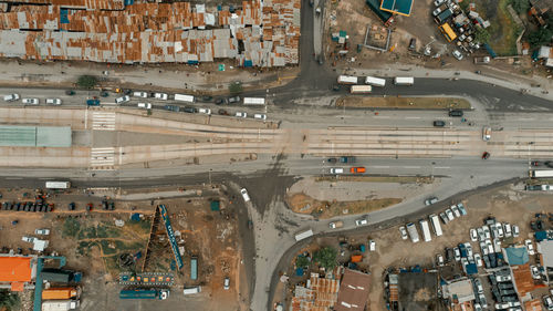 High angle view of traffic on city