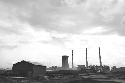 Factory against sky in city