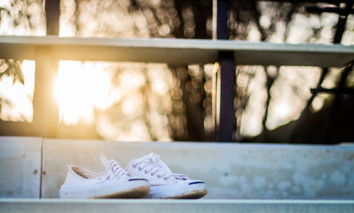 Close-up of shoes on table