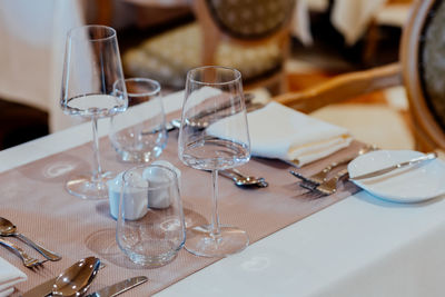 Luxury table settings for fine dining in romantic luxury restaurant. for events, weddings 