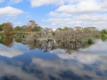 Scenic view of lake against sky