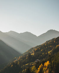 Scenic view of mountains against clear sky