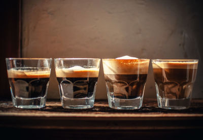 Coffee in glasses on table