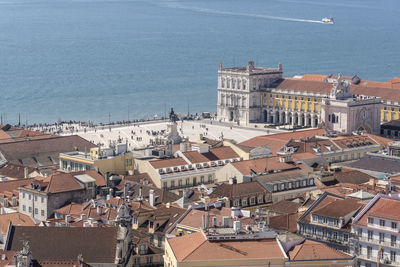 High angle view of buildings in city