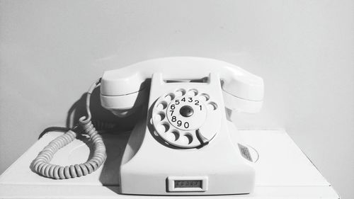 Close-up of telephone on sunny day