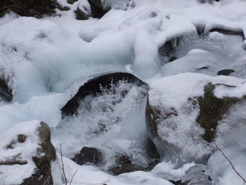 Scenic view of snow covered rocks