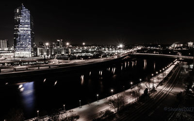 Illuminated city at night