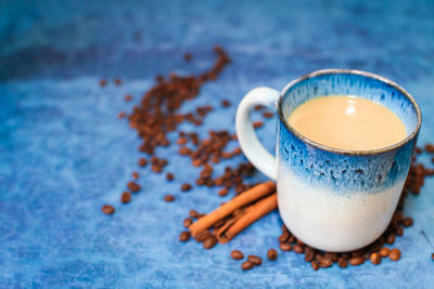 Close-up of coffee cup on table