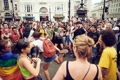 People on street in city