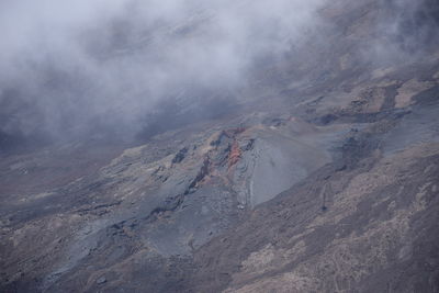 Smoke emitting from volcanic mountain