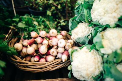 Close-up of fresh vegetables in market for sale