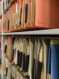 Row of files in shelf