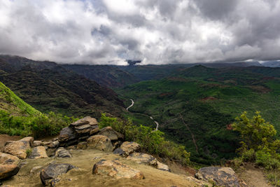 Scenic view of landscape against cloudy sky