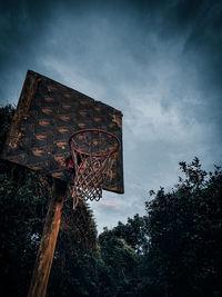 Low angle view of basketball hoop against sky