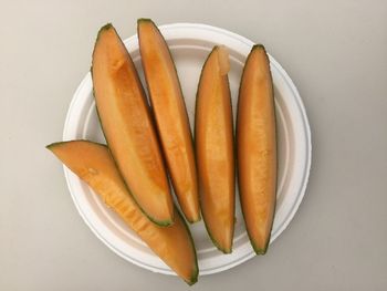 High angle view of fruit in plate