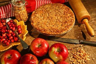 High angle view of food on table