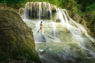 Scenic view of waterfall in forest