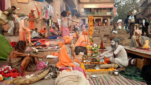 Statue of people in temple