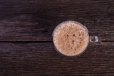 High angle view of coffee on table