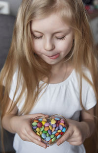 Portrait of girl with multi colored hair