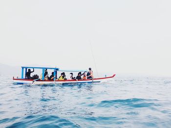 Boat sailing in sea