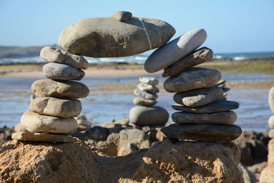 Stack of stones on beach