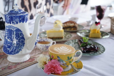 Close-up of tea served on table