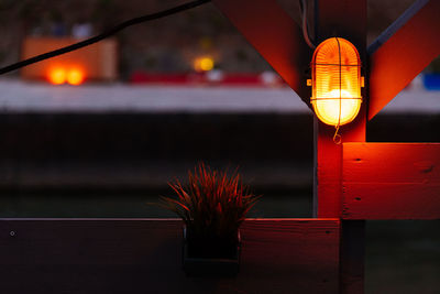 Close-up of illuminated lantern at night